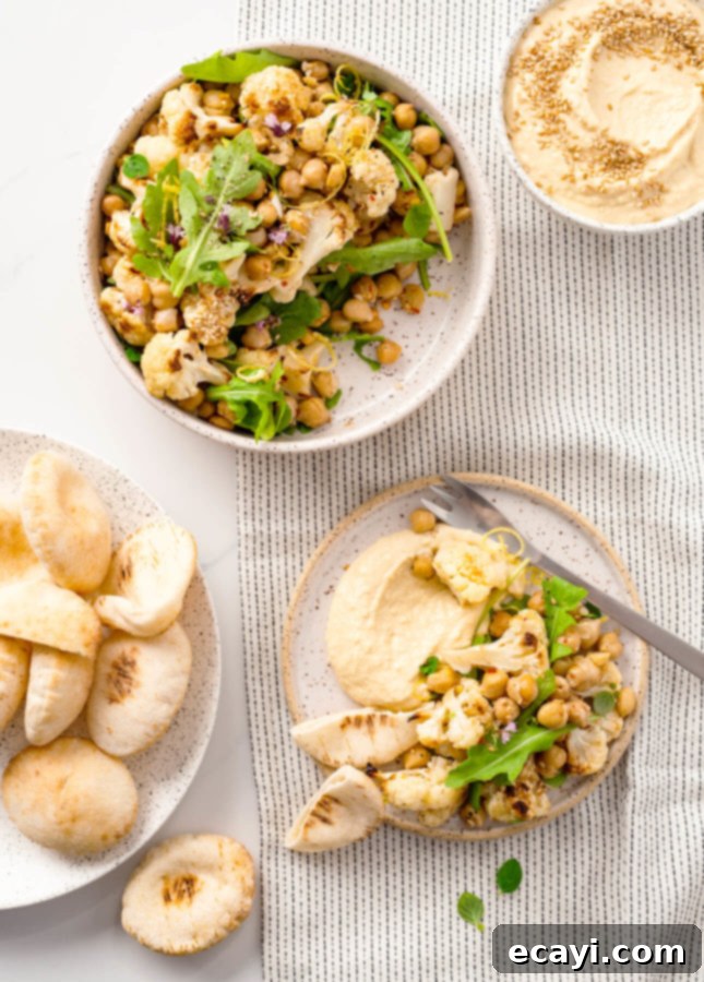 Roasted Chickpea and Cauliflower Salad with a Spicy Kick 3 Spicy Roasted Chickpea and Cauliflower Salad // FoodNouveau.com