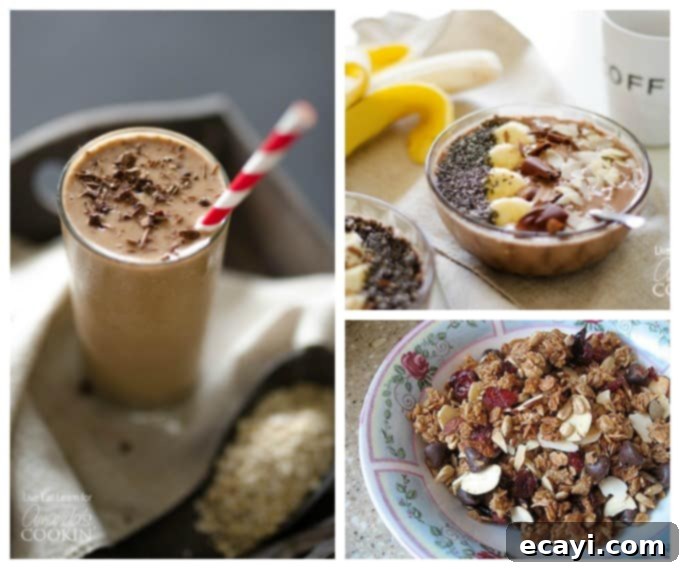 Cherry Cheesecake Power Pops 6 Photos of a loaded coffee breakfast smoothie, mocha smoothie bowl and homemade granola.