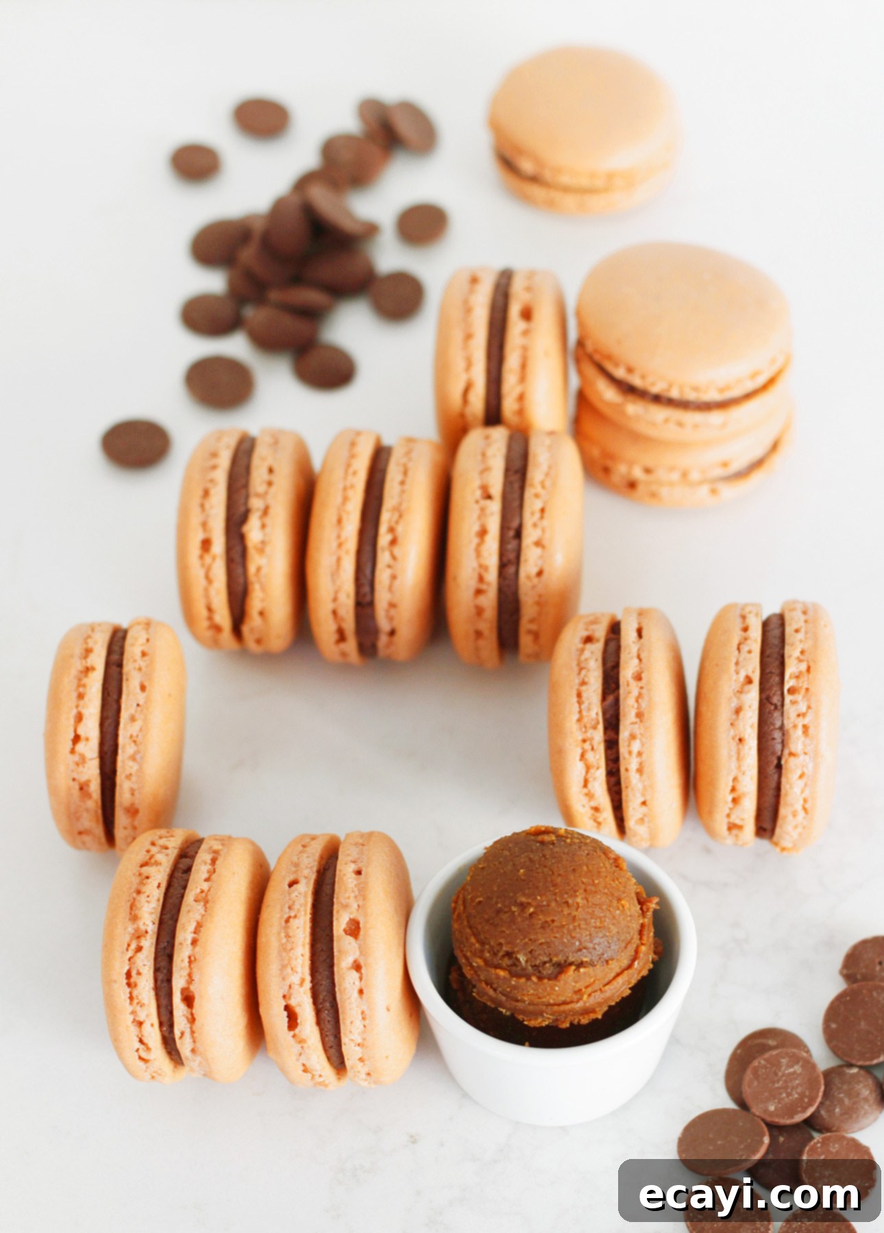 Umami-Kissed Milk Chocolate Macarons 2 Milk Chocolate Miso French Macarons // FoodNouveau.com