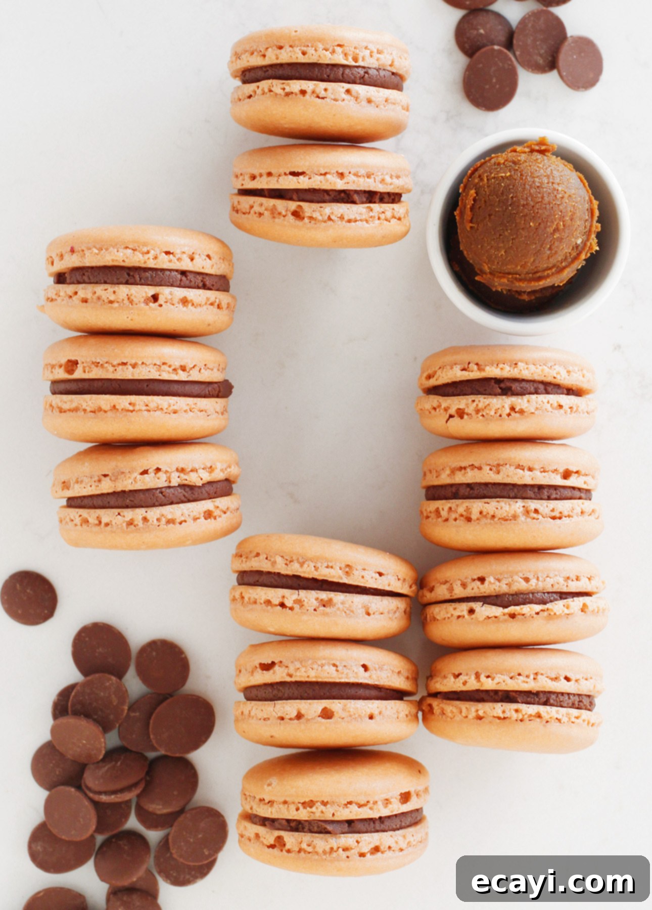 Umami-Kissed Milk Chocolate Macarons 3 Milk Chocolate Miso French Macarons // FoodNouveau.com