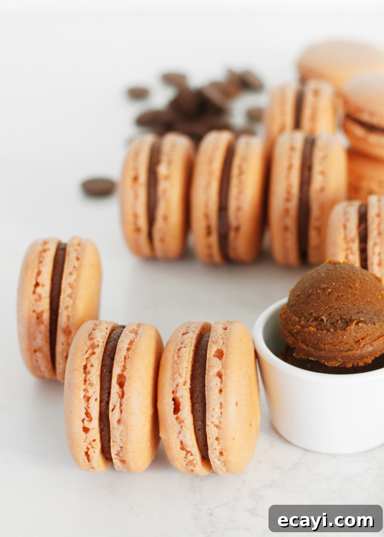 Umami-Kissed Milk Chocolate Macarons 4 Milk Chocolate Miso French Macarons // FoodNouveau.com