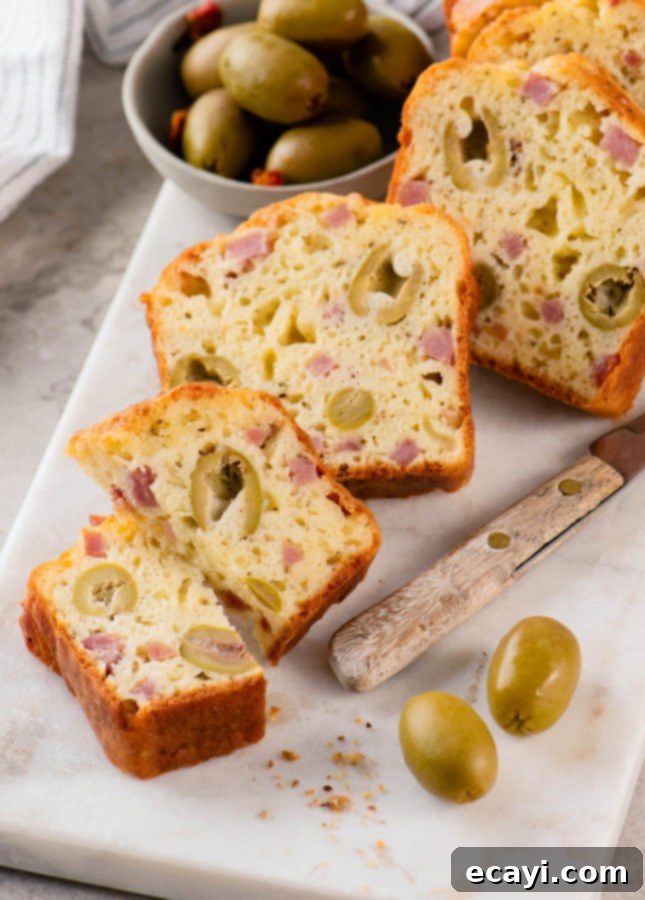 Rustic French Ham, Cheese & Olive Loaf 4 French Savory Cake with Ham, Cheese, and Olives // FoodNouveau.com