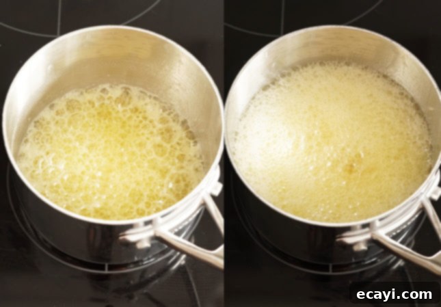 Bake Elegant French Financiers: The Classic Recipe & Exciting Flavor Innovations 5 Butter bubbling up during the browning process // FoodNouveau.com