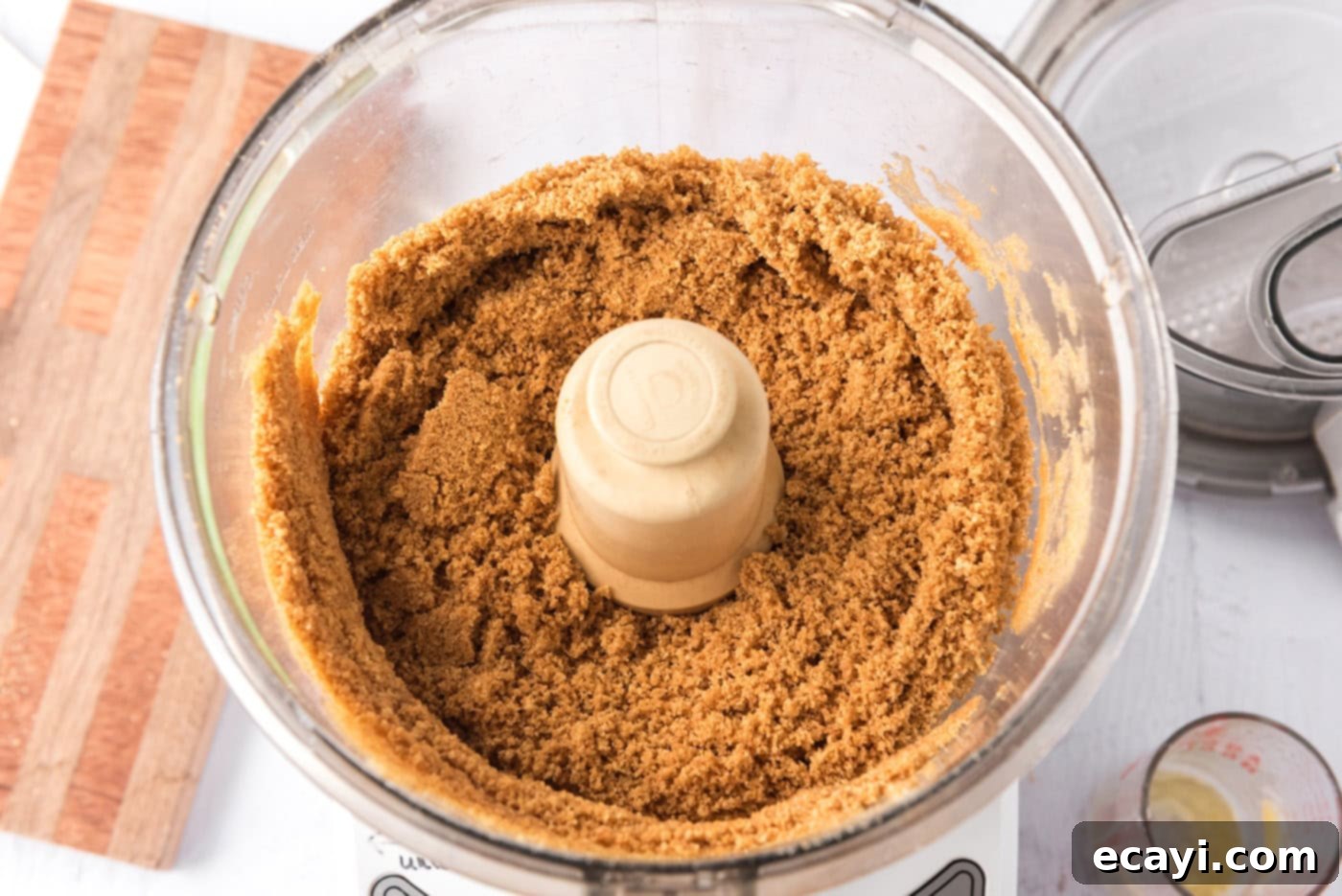 Creamy No-Bake Blueberry Cheesecake 5 graham cracker crumbs in a food processor, finely ground.