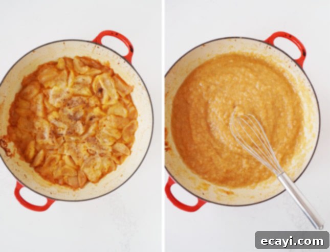 Whole Wheat Apple Pancakes with Zesty Citrus Applesauce 4 Montage of baked citrus applesauce preparation and final dish