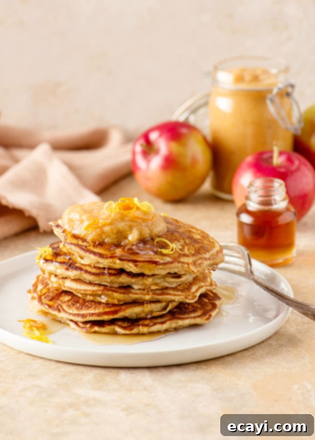 Whole Wheat Apple Pancakes with Zesty Citrus Applesauce 7 Fluffy Whole Wheat Apple Pancakes
