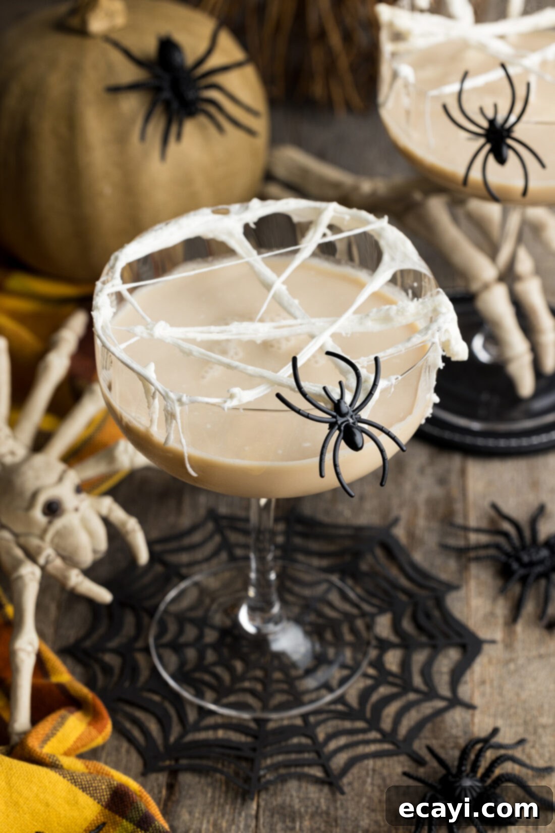 Cobweb Elixir 2 Close up photo of a Spiderweb Cocktail