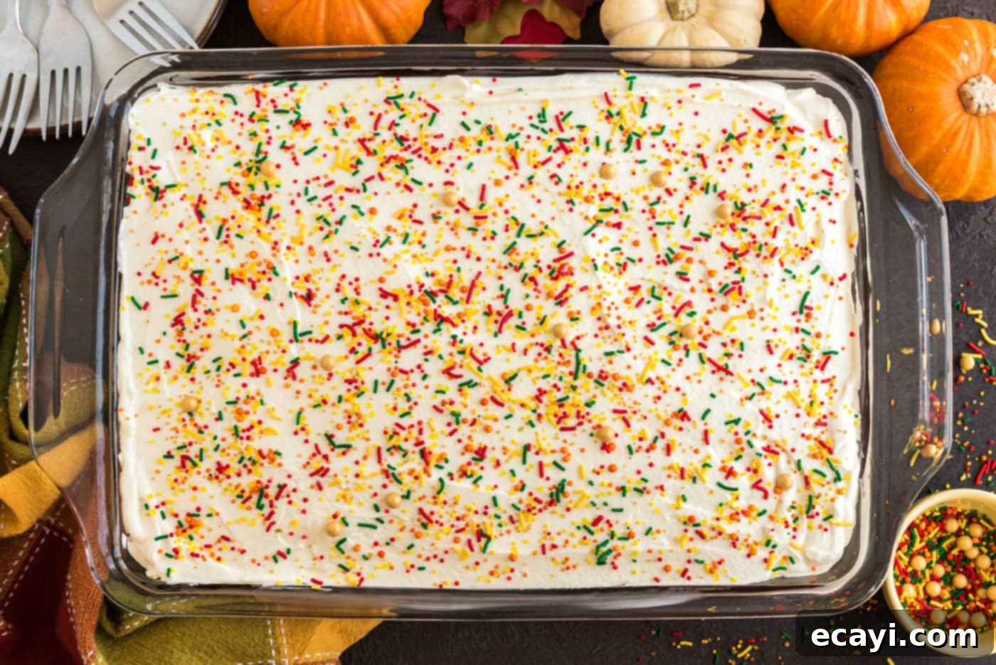 Chocolate Pumpkin Enchantment 15 chocolate pumpkin magic cake decorated with fall sprinkles