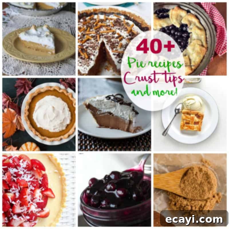 Unlock Pie Perfection: 40+ Recipes, Flaky Crust Secrets, Aromatic Spice Blends & Homemade Goodness 2 A collection of vibrant photos showcasing various pies, including fruit pies, cream pies, and different pie crust textures, alongside homemade filling ingredients.