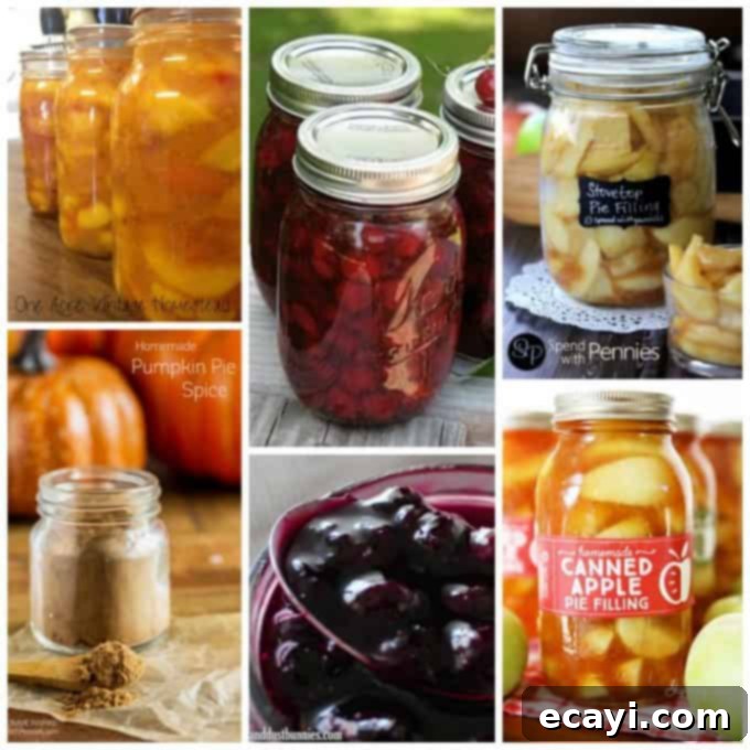 Unlock Pie Perfection: 40+ Recipes, Flaky Crust Secrets, Aromatic Spice Blends & Homemade Goodness 4 An appetizing display of various homemade pie fillings, including vibrant peach, rich cherry, and warm apple, highlighting the freshness and quality of scratch-made ingredients.