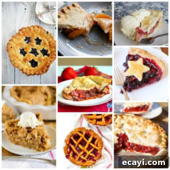 Unlock Pie Perfection: 40+ Recipes, Flaky Crust Secrets, Aromatic Spice Blends & Homemade Goodness 5 A diverse selection of freshly baked fruit pies, featuring lattice tops, crumb toppings, and vibrant fruit fillings, showcasing various pie styles.