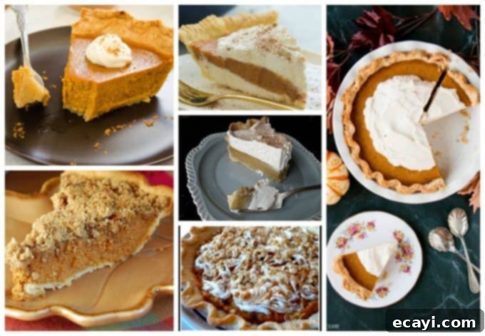 Unlock Pie Perfection: 40+ Recipes, Flaky Crust Secrets, Aromatic Spice Blends & Homemade Goodness 6 A visual compilation of various Thanksgiving and Christmas pumpkin pie recipes, including classic, spiced, and topped variations, perfect for holiday baking.