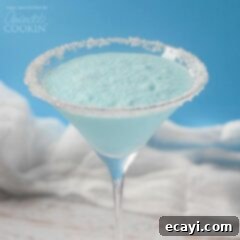 Permafrost Martini 5 A blended frostbite martini in a clear martini glass.