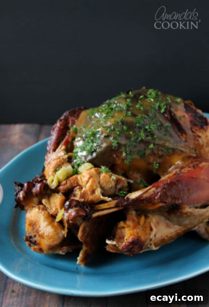 Golden Fan-Cut Potatoes 5 A perfectly cooked, delicious Jennie-O oven ready turkey, golden brown and ready to carve, surrounded by holiday garnishes.