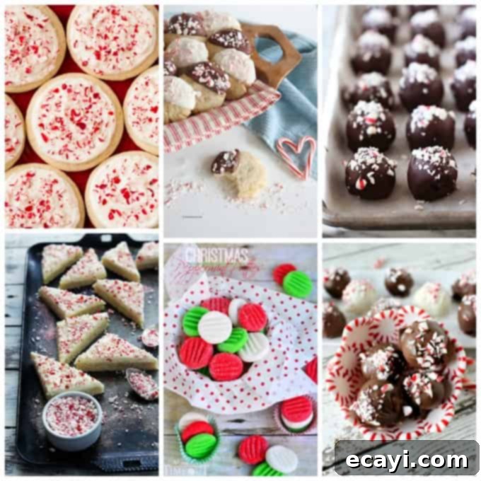 30+ Festive Peppermint and Candy Cane Treats 4 An array of peppermint and candy cane cookies and truffles.