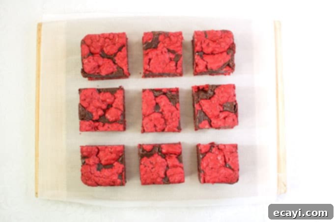 Red Velvet Oatmeal Fudge Obsession 5 A visual guide on how to assemble Red Velvet Oatmeal Fudge Bars, detailing the layering process.