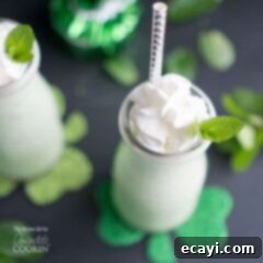 Garden Green Shamrock Shake 2 overhead view of naturally green shamrock shake with whipped cream and mint garnish