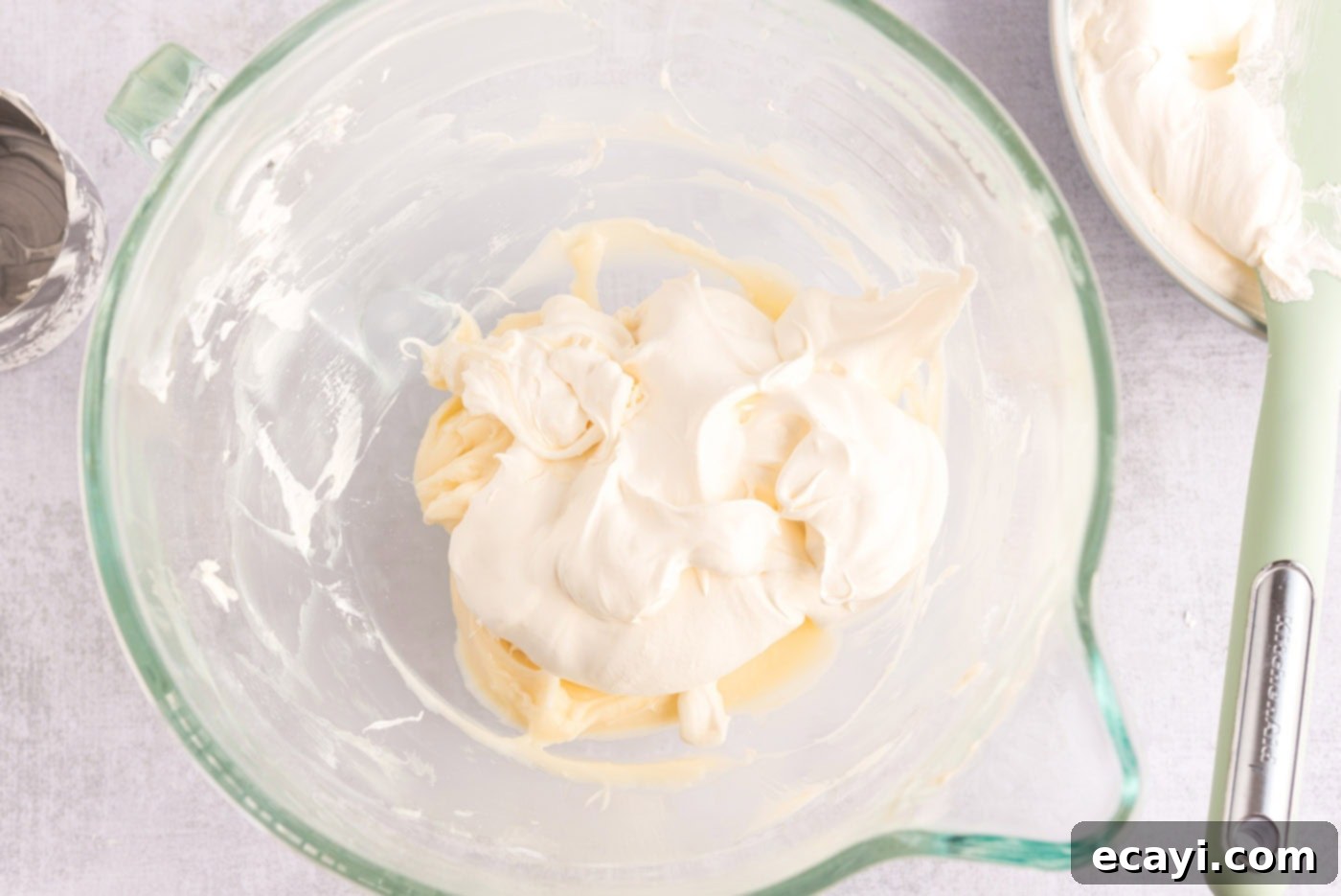 No-Bake Mint Chocolate Lasagna 8 cool whip added to cream cheese mixture