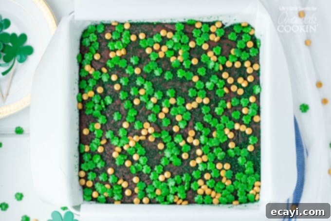 This Baileys Irish Cream Chocolate Fudge is a decadent, flavorful, and rich chocolate fudge recipe infused with Baileys Irish Cream. You'll love this one! #fudge #stpatricksday #chocolate #chocolatefudge #baileys #irish #stpattysday #dessertrecipes #candy Bailey's Irish Cream Chocolate Fudge with candy sprinkles