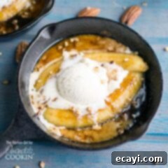 My Solo Bananas Foster Indulgence 5 Single serve banana foster topped with vanilla ice cream in a 5" skillet.