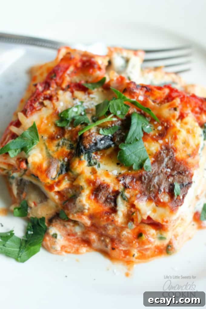 Garden Vegetable Lasagna 2 slice of veggie lasagna garnished with parsley