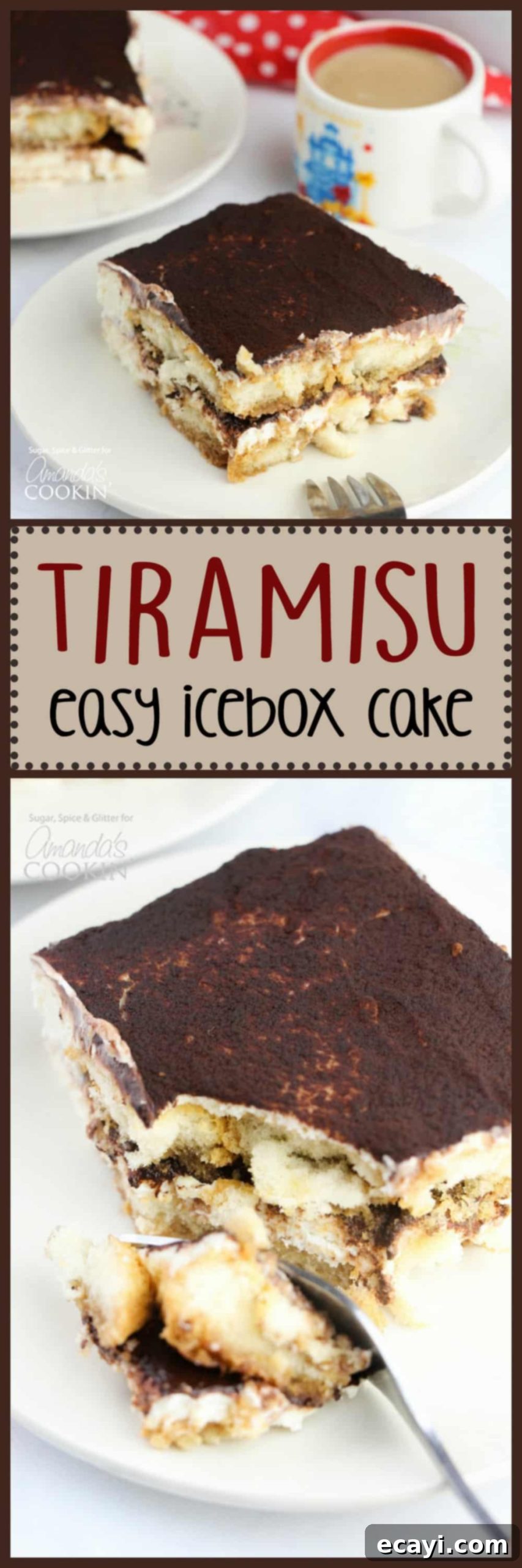 Tiramisu Icebox Cake pinterest image with text