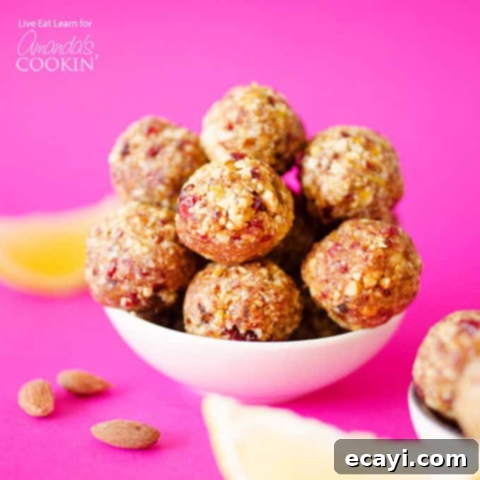 These Cranberry Breakfast Bites are an ultra-quick and simple way to fill up on antioxidant-rich fruits and healthy fats in the morning. Close-up of cranberry breakfast bites in a rustic bowl, showcasing the rich texture of nuts, dates, and dried cranberries. Emphasizes healthy, homemade breakfast options.