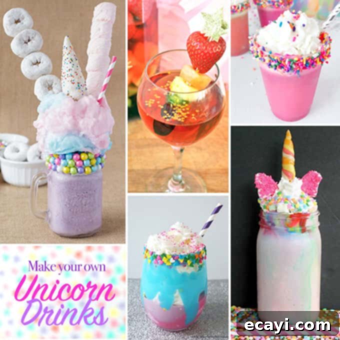Whimsical Unicorn Freakshakes 11 collage of several freakshake photos