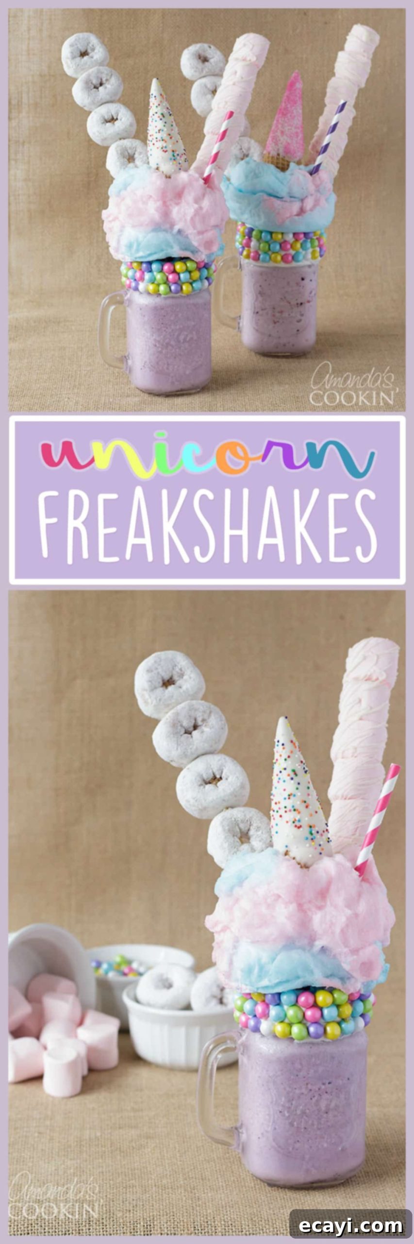 Whimsical Unicorn Freakshakes 13 pinterest image with text