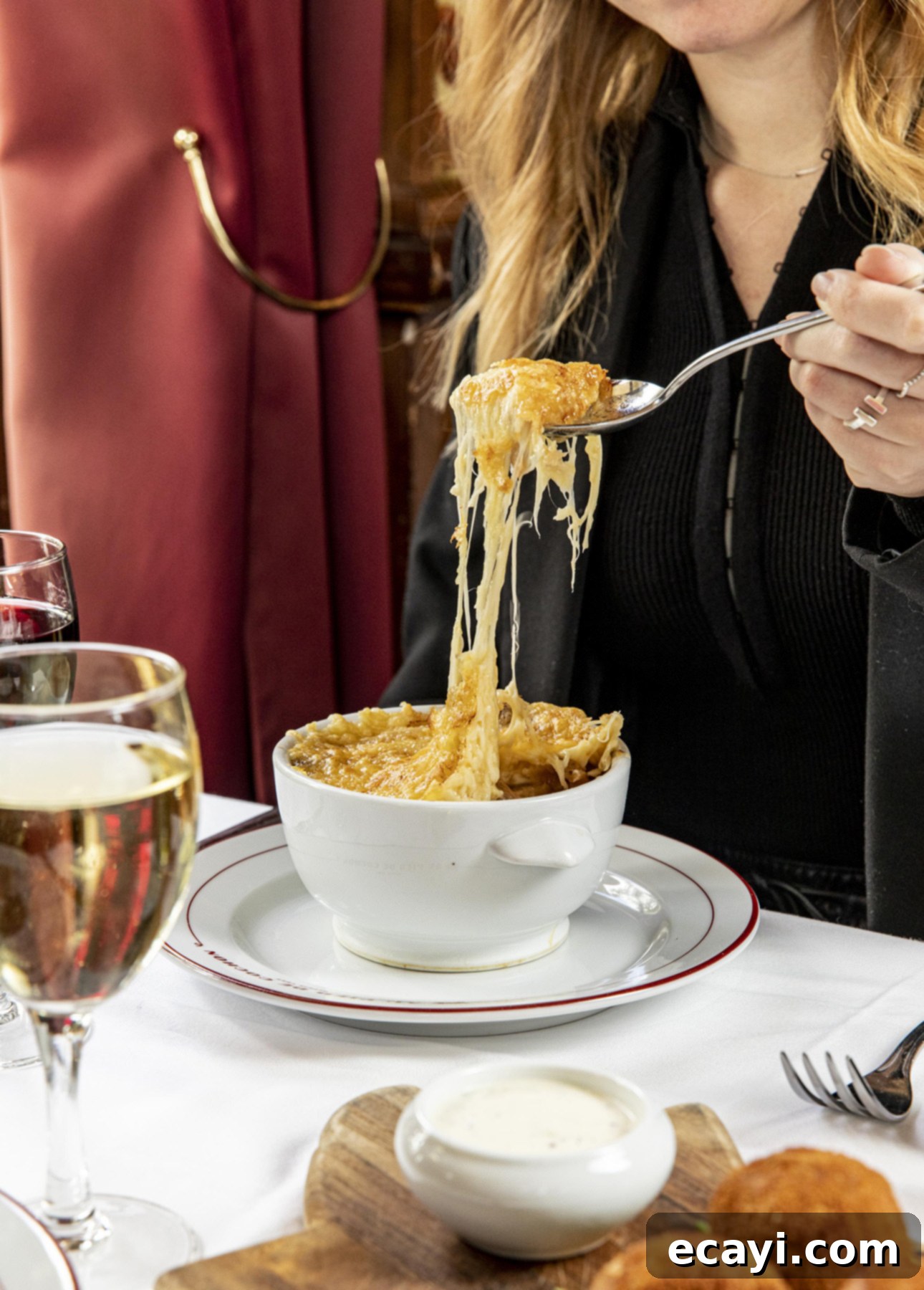 Perfect Homemade French Onion Soup 4 French Onion Soup at the restaurant Au pied de cochon, in Paris // FoodNouveau.com