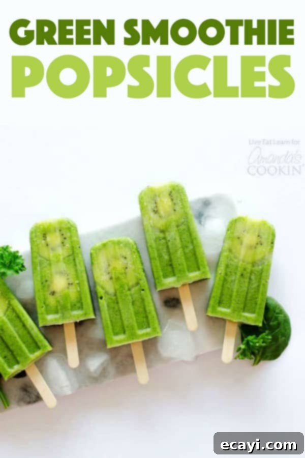 Nutritious Green Smoothie Popsicles Green Smoothie Popsicles on a cutting board