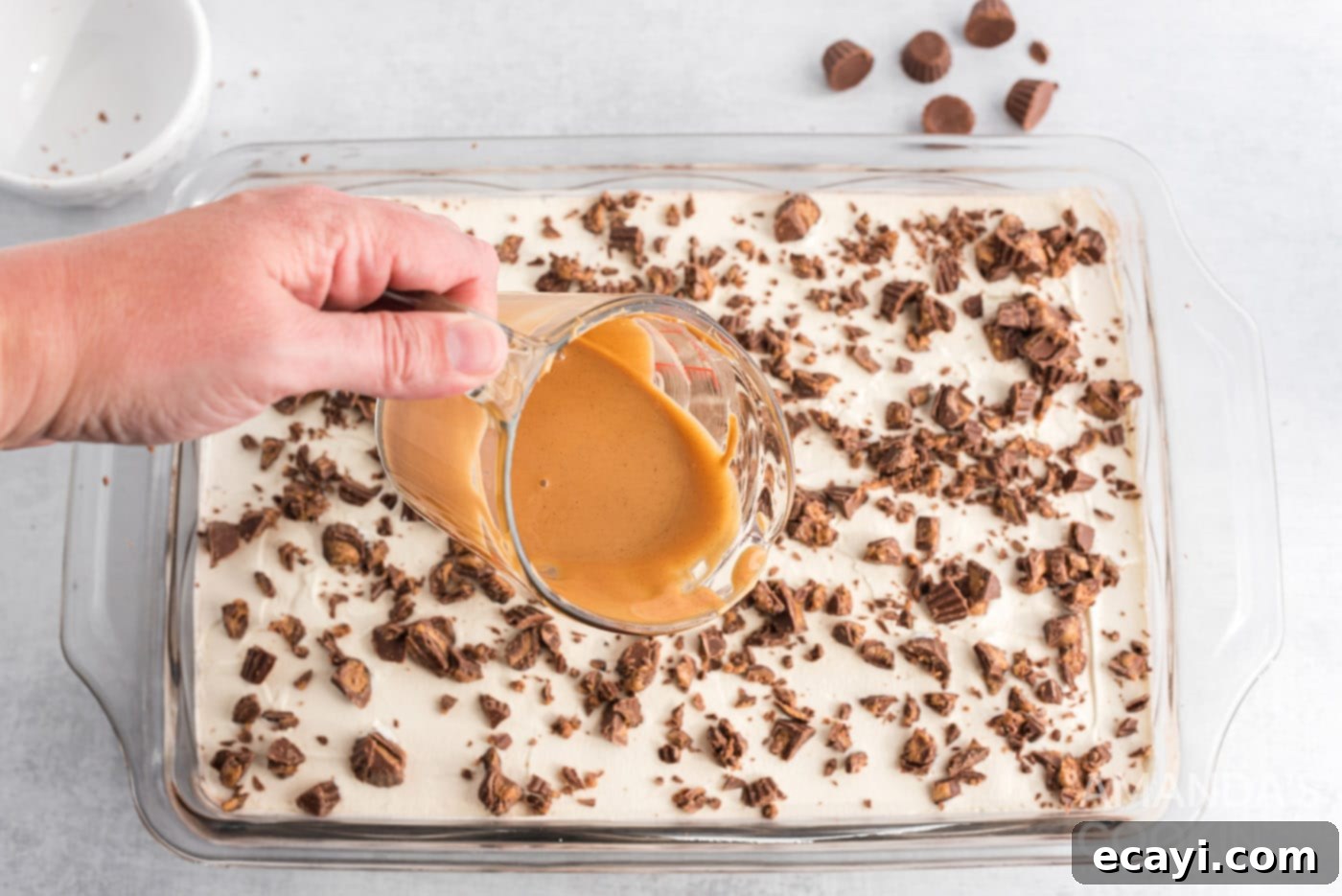Decadent Chocolate Peanut Butter Stack 15 melted peanut butter on top of chocolate peanut butter lasagna
