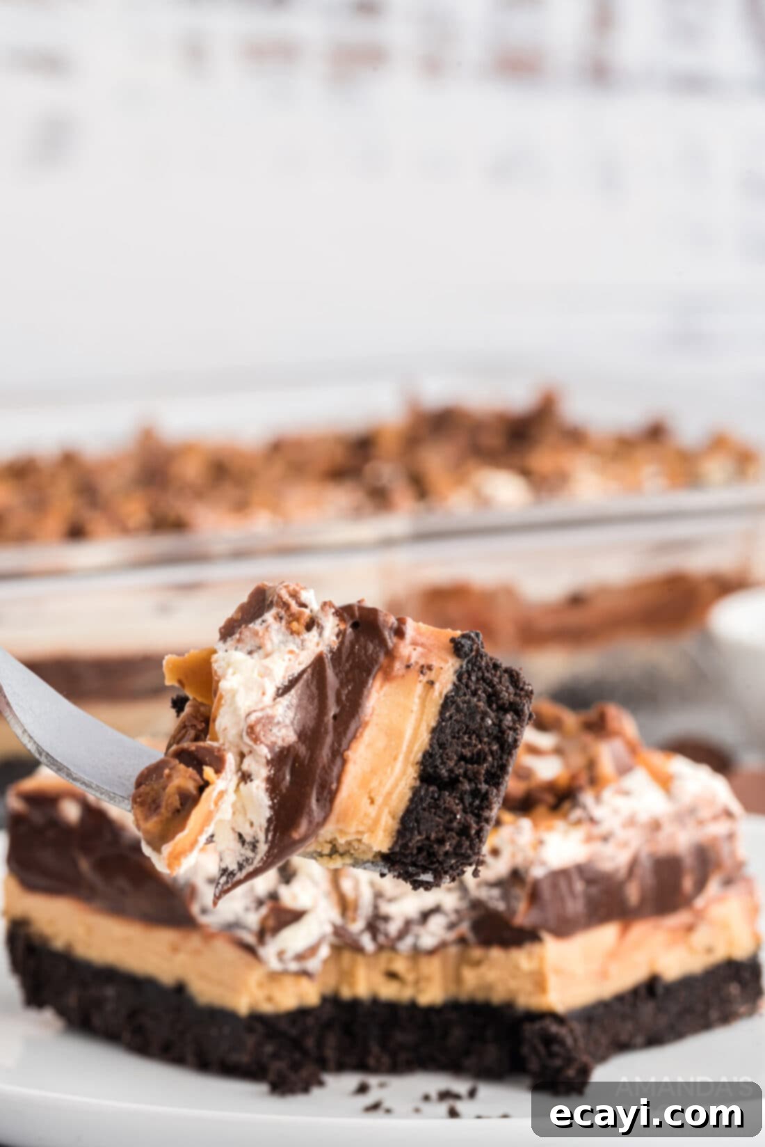 Decadent Chocolate Peanut Butter Stack 16 fork of Chocolate Peanut Butter Lasagna