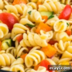 Refreshing Summer Pasta Salad 6 Rotini pasta salad with a colorful assortment of fresh vegetables