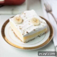 Banana Cream Dream 2 banana cream layer dessert on a plate