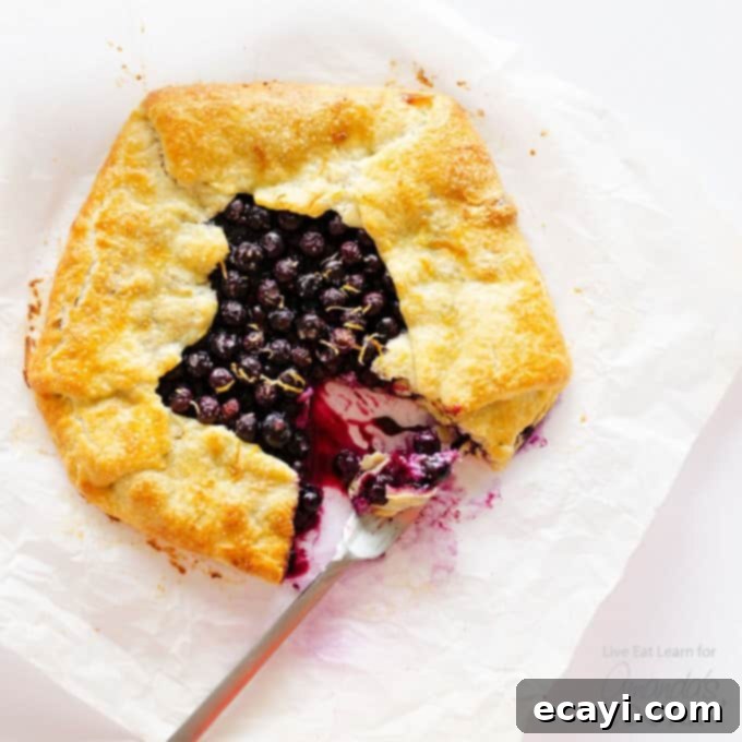 Golden Lemon Blueberry Galette 3 blueberry galettte on parchment