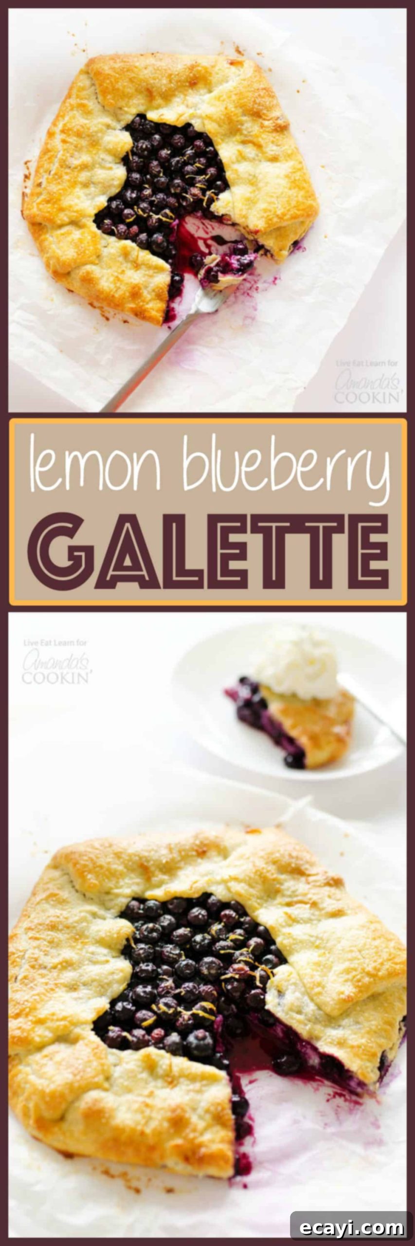 Golden Lemon Blueberry Galette 7 pinterest image with text - blueberry galettte