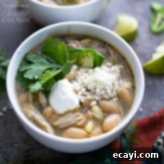 Creamy Crockpot White Chicken Chili 2 bowl of white chili