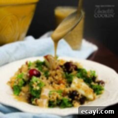 Autumn Harvest Quinoa Bowl 2 drizzling dressing on salad