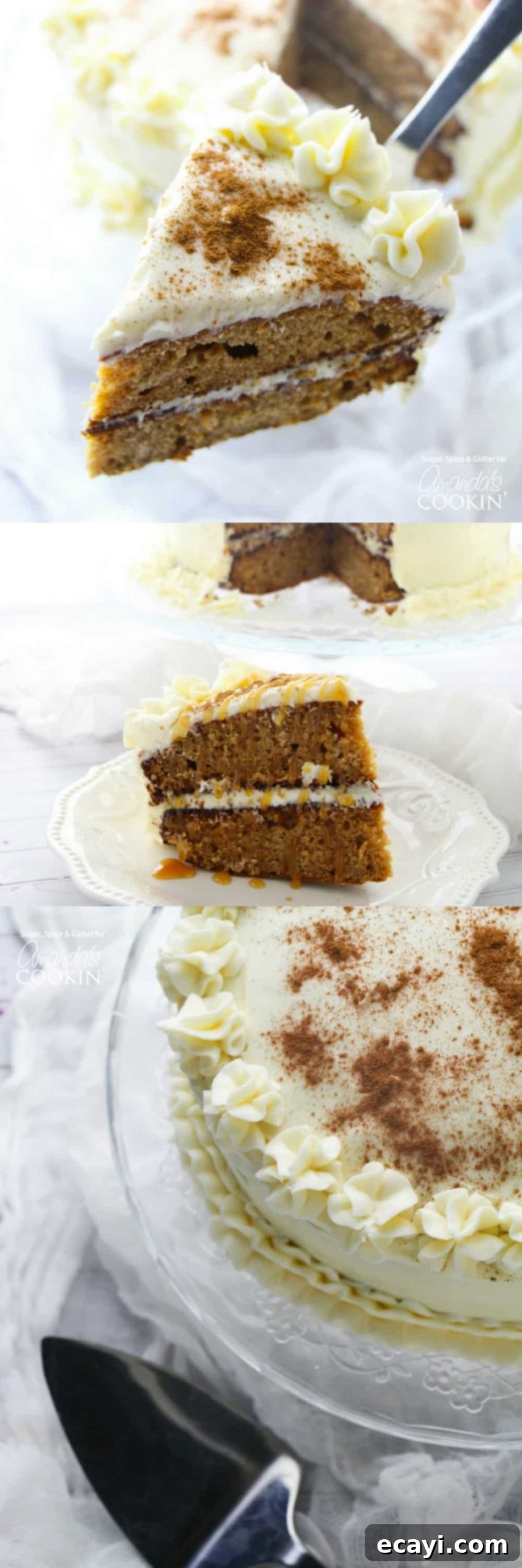 This spice cake has all of the classic flavors of fall - pumpkin spice, cinnamon, apple, even a hint of molasses then topped with a cream cheese frosting. #spice #spicecake #cakerecipes #falldesserts #fall #dessertrecipes #apple #creamcheese #pumpkin #pumpkinspice #thanksgiving #friendsgiving #cinnamon Spice Cake Recipe
