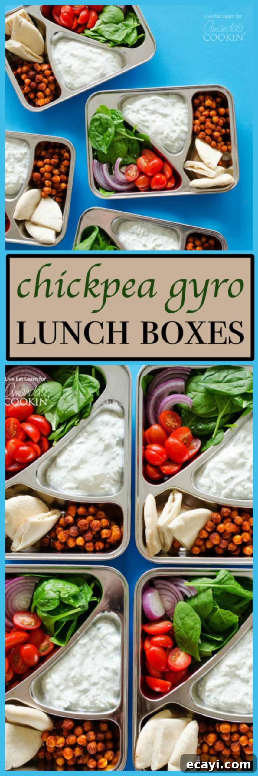Mediterranean Chickpea Gyro Packs 7 pinterest image with text for gyro lunchboxes