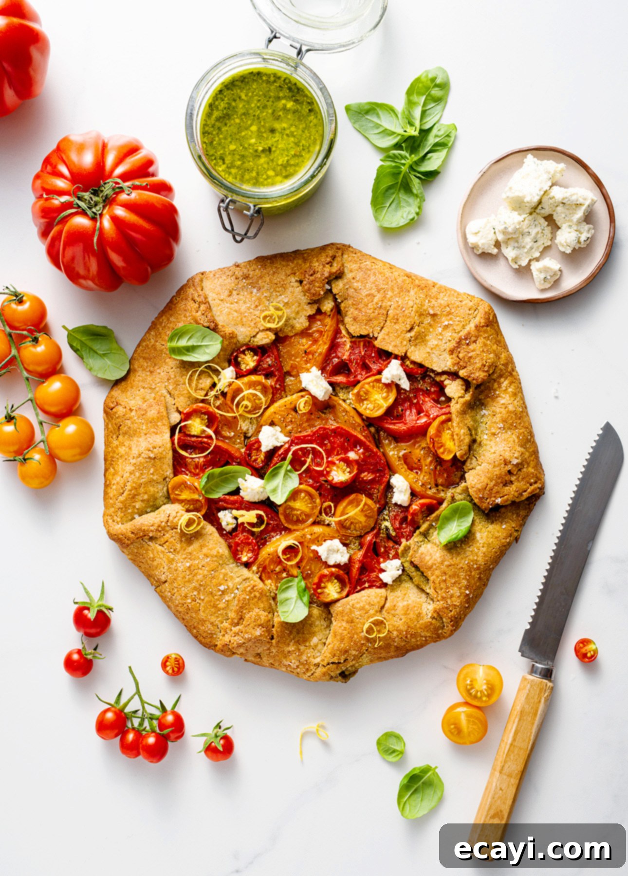 Vibrant Heirloom Tomato Crostata with Handcrafted Pesto 2 Heirloom Tomato Crostata with Homemade Pesto // FoodNouveau.com
