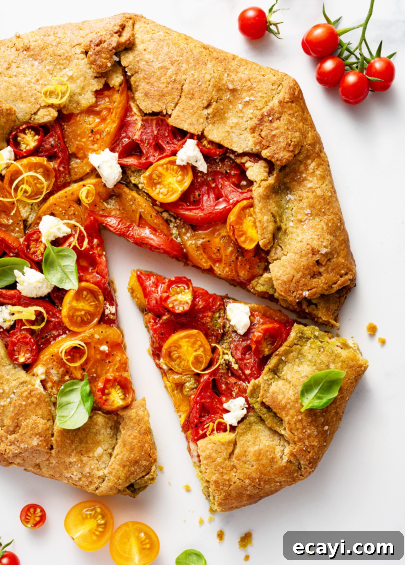 Vibrant Heirloom Tomato Crostata with Handcrafted Pesto 5 Heirloom Tomato Crostata with Homemade Pesto // FoodNouveau.com