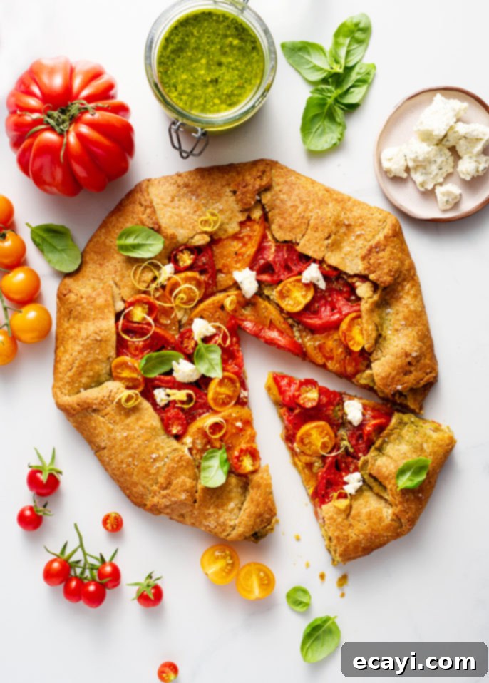 Vibrant Heirloom Tomato Crostata with Handcrafted Pesto 8 Heirloom Tomato Crostata with Homemade Pesto // FoodNouveau.com