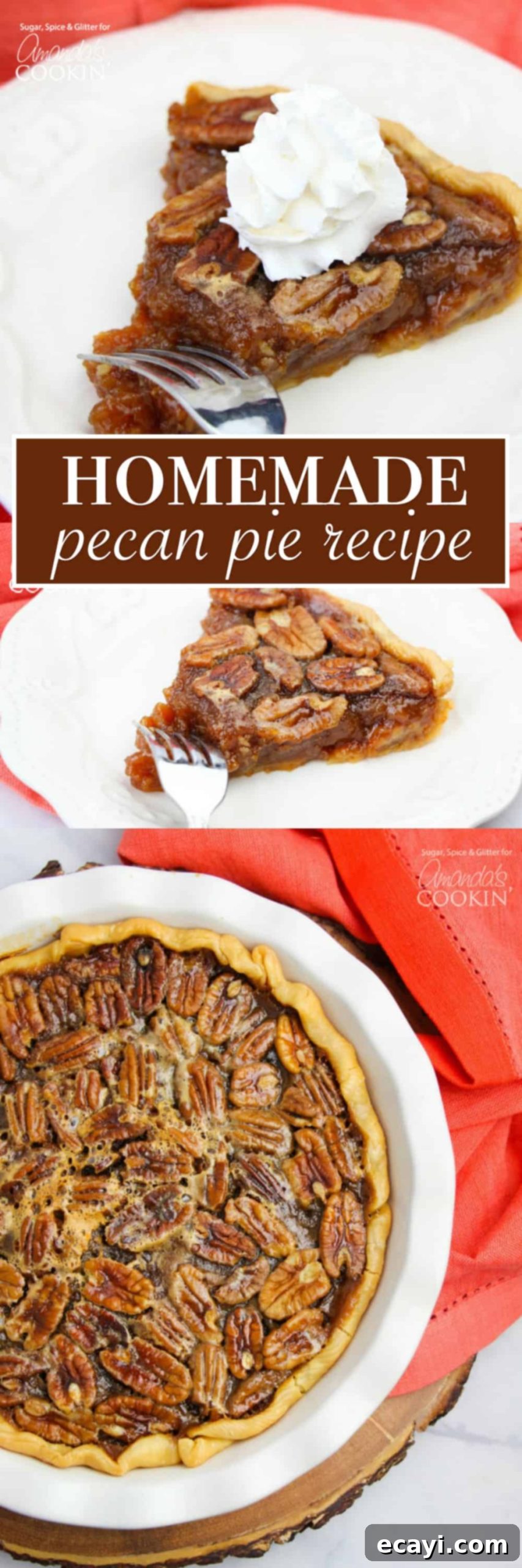 Classic Pecan Pie 7 pinterest image with text for pecan pie