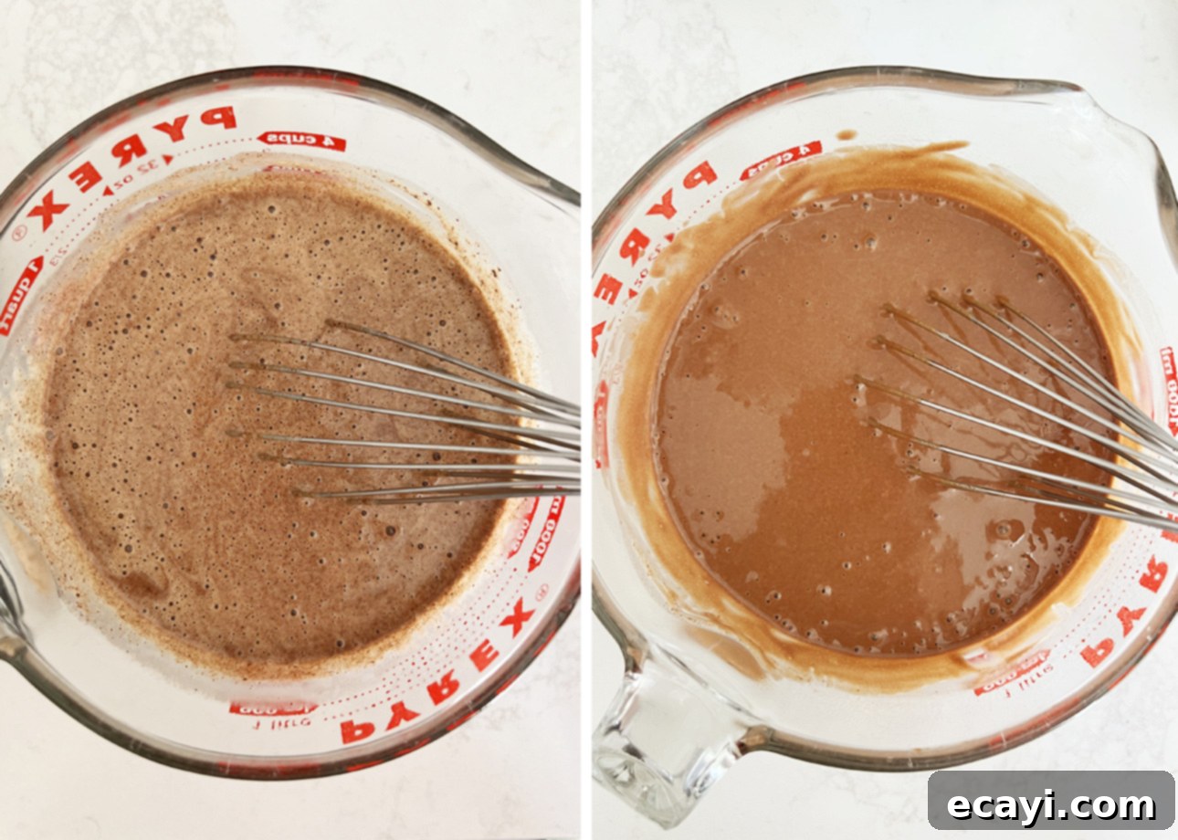 Kadifemsi Fransız Çikolatalı Pots de Crème Tarifi 9 Mixing hot custard with dark chocolate to create smooth pots de crème