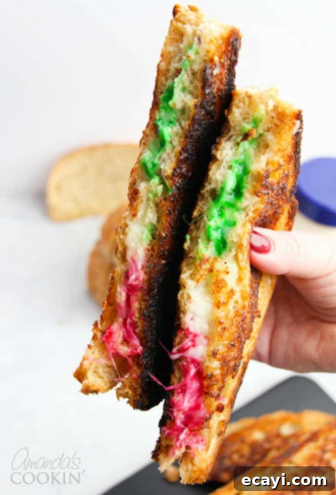 Holiday Comfort Melt 2 Ooey gooey festive grilled cheese for the holidays!