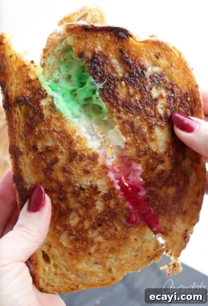 Holiday Comfort Melt 3 Festive Grilled Cheese, a simple holiday dinner.