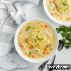 Hearty Slow Cooker Chicken and Dumplings 4 A bowl of Chicken and Dumpling