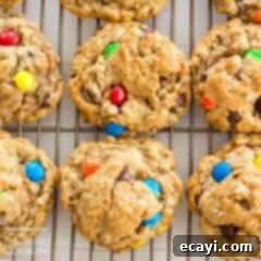 Ultimate Everything Cookies 2 Overhead photo of delicious Monster Cookies on a cooling rack